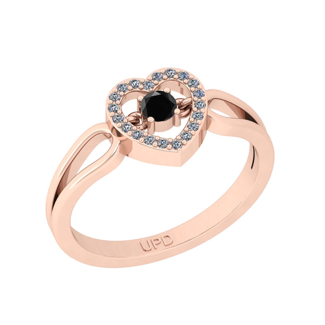 0.20 Ctw i2/i3 Treated fancy Black and white Diamond Pr: 0.20 Ctw i2/i3 Treated fancy Black and white Diamond Prong Set 14K Rose Gold Ring -- Center Stone Weight : 0.10 Ctw ( Round Cut ) Center Stone Color :- Treated fancy Black Diamond Center Clarity : I2/