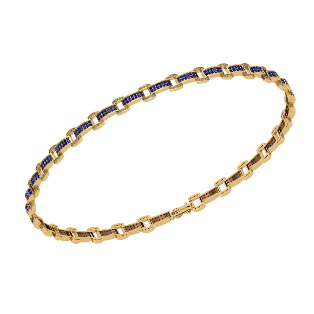 6.50 Ctw SI2/I1 Blue Sapphire And Diamond 14K Yellow Go: 6.50 Ctw SI2/I1 Blue Sapphire And Diamond 14K Yellow Gold Bracelet -- Total Diamond Weight : 6.50 Ctw ( Princess Cut) Color : J-K Diamond and Blue Sapphire Setting : Prong Stone Clarity : SI2/I1 Metal