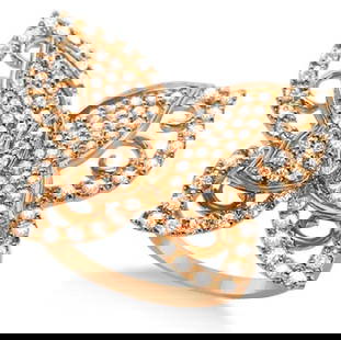 Contemporary Butterfly Shaped Diamond Ring 14k Rose Gol: Contemporary Butterfly Shaped Diamond Ring 14k Rose Gold 1.00ctw -- CENTER STONE; Diamond CENTER STONE CLARITY; SI1-SI2 CENTER STONE COLOR; J-K CENTER STONE SETTING; Micro Pave SIDE STONE CLARITY; SID