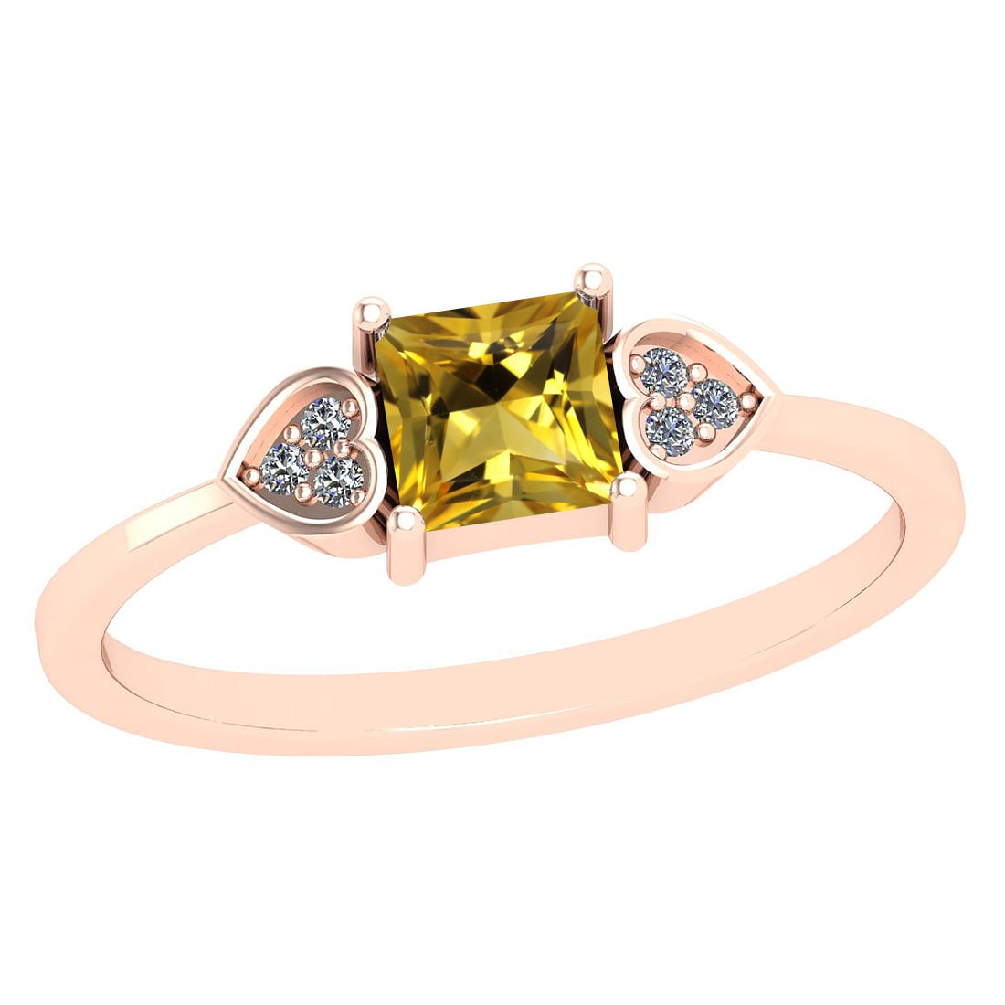 0.53 Ctw I2/I3 Citrine And Diamond 10K Rose Gold Ring: 0.53 Ctw I2/I3 Citrine And Diamond 10K Rose Gold Ring -- Center Stone Weight : 0.50 Ctw (Square cut) Center Stone Color :-Citrine Stone Setting : Prong Side Stone Weight Of Ctw 0.03 Ctw Side Stone Col