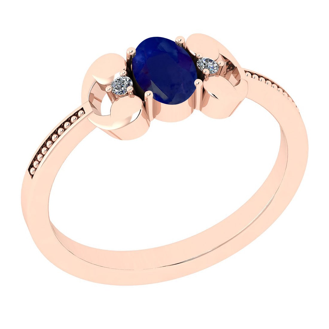 Certified 0.53 Ctw Blue Sapphire And Diamond SI2/I1 14K: Certified 0.53 Ctw Blue Sapphire And Diamond SI2/I1 14K Rose Gold Vintage Style Ring -- Center Stone Approx Weight: 0.50 Ct (1 Pcs Oval Cut) Center Stone Color: Blue Sapphire Center Stone Setting: Pro