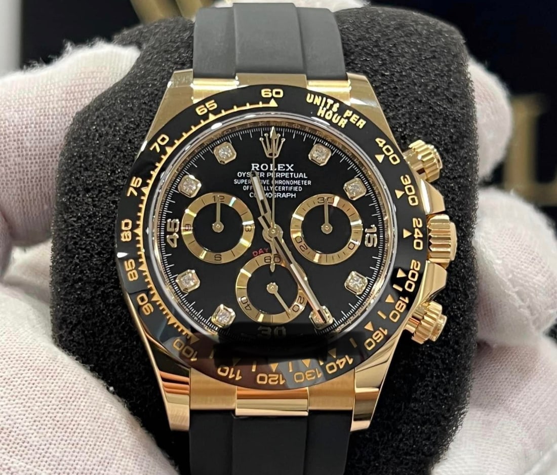 New Rolex Daytona Factory Diamond Dial on Oysterflex Co: New Rolex Daytona Factory Diamond Dial on Oysterflex Comes with Box & Papers -- New Rolex Daytona Factory Diamond Dial on Oysterflex Comes with Box & Papers #PAPPS15921v8