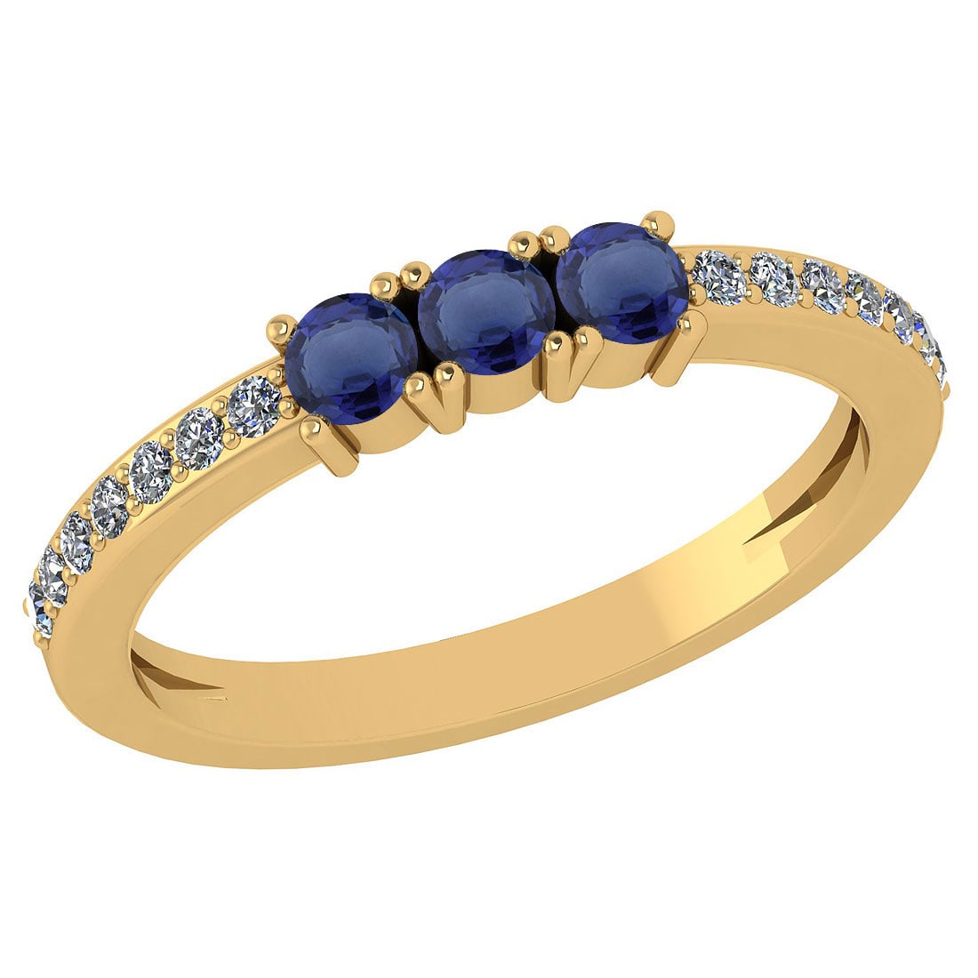 Certified 0.23 Ctw Blue Sapphire And Diamond 14k Yellow: Certified 0.23 Ctw Blue Sapphire And Diamond 14k Yellow Gold Halo Ring -- Center Stone Weight ; 0.09 Ctw (3 Pcs Round) Center Stone Color: Blue Sapphire Center Stone Setting ; Prong Side Stone (1.mm 1