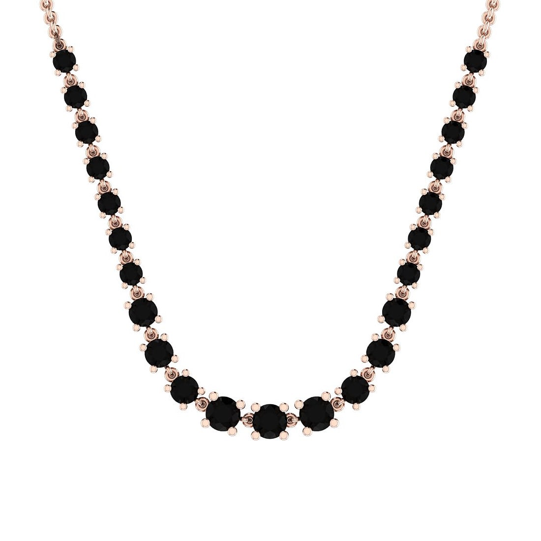 1.21 Ctw i2/i3 Treated Fancy Black Diamond 14K Rose Gol: 1.21 Ctw i2/i3 Treated Fancy Black Diamond 14K Rose Gold Necklace -- Center Diamond Weight : 1.21 Ctw ( 23 psc Round cut) Center Diamond Color : Treated Fancy Black Dimaond Center Clarity : i2/i3 Ston