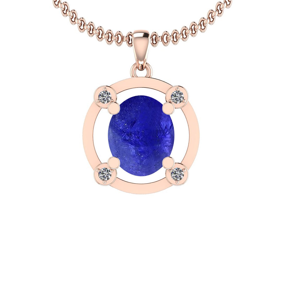 Certified 4.50 Ctw Tanzanite and Diamond I1/I2 14K Rose: Certified 4.50 Ctw Tanzanite and Diamond I1/I2 14K Rose Gold Victorian Style Pendant -- Color Stone Approx Weight: 4.40 Ctw (1 pcs Oval Cabochon) Center Stone Color: Tanzanite Center Stone Setting: Pr