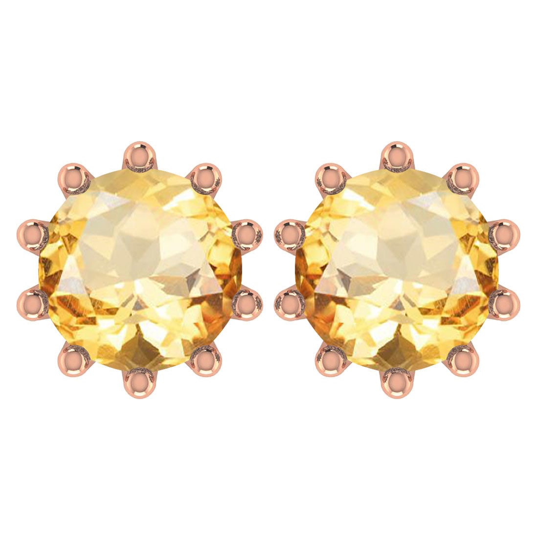 2.00 Ctw SI2/I1 Citrine 14K Rose Gold Stud Earring: 2.00 Ctw SI2/I1 Citrine 14K Rose Gold Stud Earring -- Center Stone Weight ; 2.00 Ctw ( 2 Pcs Round) Center Stone Color : Citrine Center Stone Setting ; Prong Metal Weight : Approx 1.80 Gram 14K Rose G