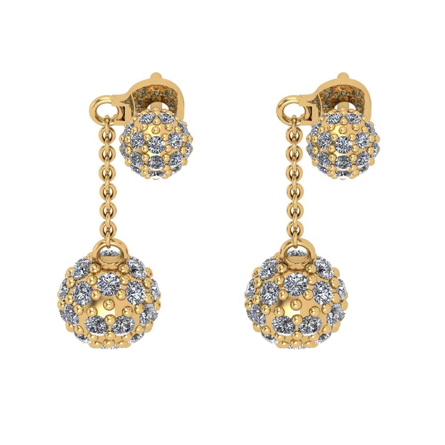 1.68 Ctw SI2/I1 Diamond 14K Yellow Gold Antique style E: 1.68 Ctw SI2/I1 Diamond 14K Yellow Gold Antique style Earrings -- Total Diamond Weight : 1.68 Ctw (Round cut) Center Diamond Color :- J-K Center Clarity : SI2/I1 Stone Setting : Prong Metal Weight : A