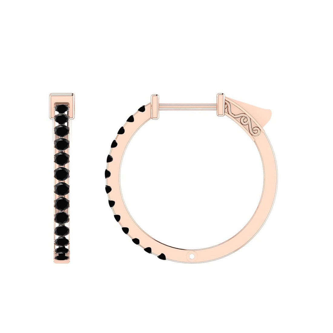 0.60 Ctw Treated fancy Black Diamond 14K Rose Gold Hugg: 0.60 Ctw Treated fancy Black Diamond 14K Rose Gold Huggie Earrings -- Center Diamond Weight : 0.60 Ctw (Round Cut) Center Diamond Color :- Treated fancy Black Diamond Center Clarity : I2/I3 Stone Sett