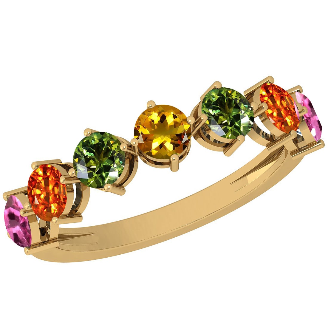 Certified 0.77 Ctw Multi Sapphire 14K Yellow Gold Ring: Certified 0.77 Ctw Multi Sapphire 14K Yellow Gold Ring -- Center Stone Approx Weight: 0.77 Ctw (Round Cut) Center Stone Color: Multi Sapphire Center Stone Setting: Prong Metal Approx Weight: 2.20 Gram