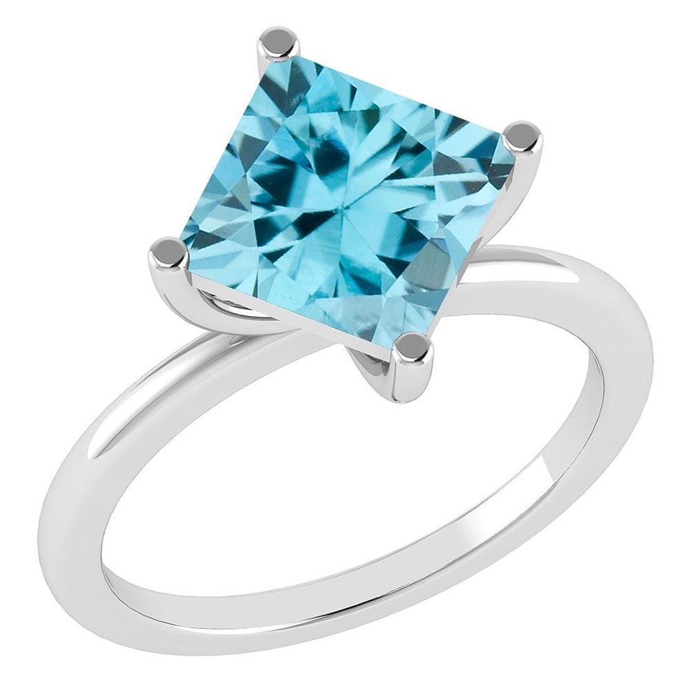 Certified 3.00 Ctw Blue Topaz Ladies Fashion 14K White Gold Solitaire Ring (VS/SI1) MADE IN USA: Certified 3.00 Ctw Blue Topaz Ladies Fashion 14K White Gold Solitaire Ring (VS/SI1) MADE IN USA -- Center Stone Weight ; 3.00 Ctw (1 Pcs Square) Center Stone Color: Blue Topaz Center Stone Setting ; P