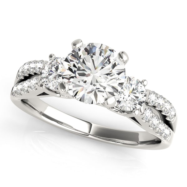 Certified 0.90 Ctw SI2/I1 Diamond 14K White Gold three Stone Ring: Certified 0.90 Ctw SI2/I1 Diamond 14K White Gold three Stone Ring -- Center Diamond Approx Weight: 0.40 Ctw (Round Cut) Center Color: J-K Center Stone Clarity: SI2/I1 Center Stone Setting: Prong Side 