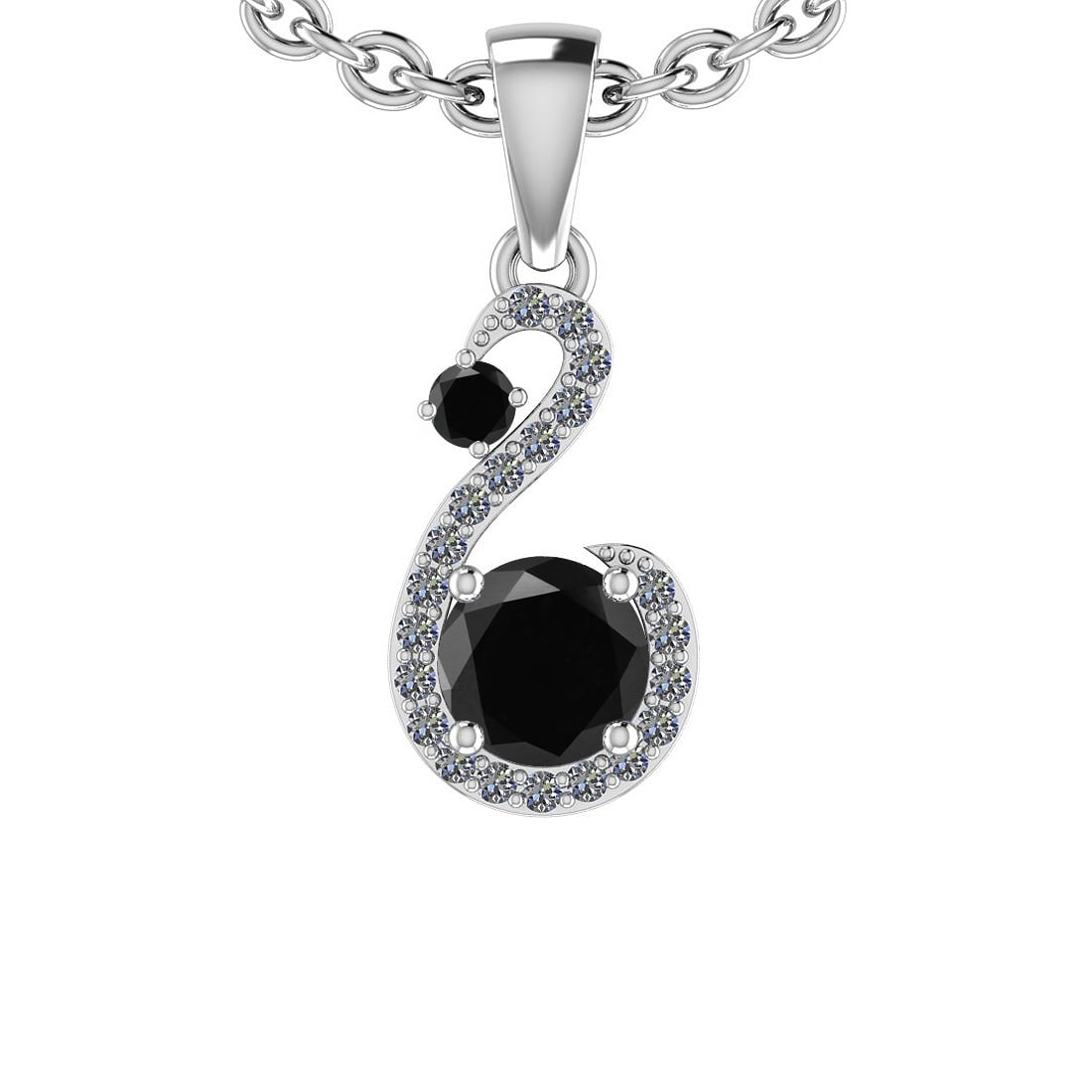 1.08 Ctw i2/i3 Treated Fancy Black And White Dimaond 14K White Gold Pendant: 1.08 Ctw i2/i3 Treated Fancy Black And White Dimaond 14K White Gold Pendant -- Center Diamond Weight : 0.85 Ctw ( Round cut) Center Diamond Color : Treated Fancy Black Dimaond Center Clarity : i2/i3 C