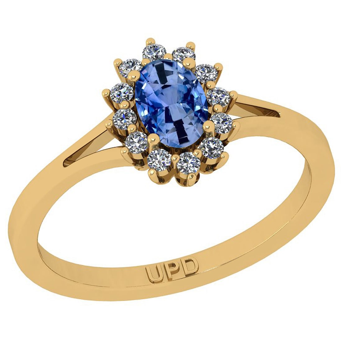0.64 Ctw I2/I3 sapphire And Diamond 14K Yellow Gold Promises Ring: 0.64 Ctw I2/I3 sapphire And Diamond 14K Yellow Gold Promises Ring -- Center Stone Weight : 0.50 Ctw ( Oval Cut) Center Stone Color :- sapphire Stone Setting : Prong Side Stone Weight Of Ctw 0.14 Ctw S