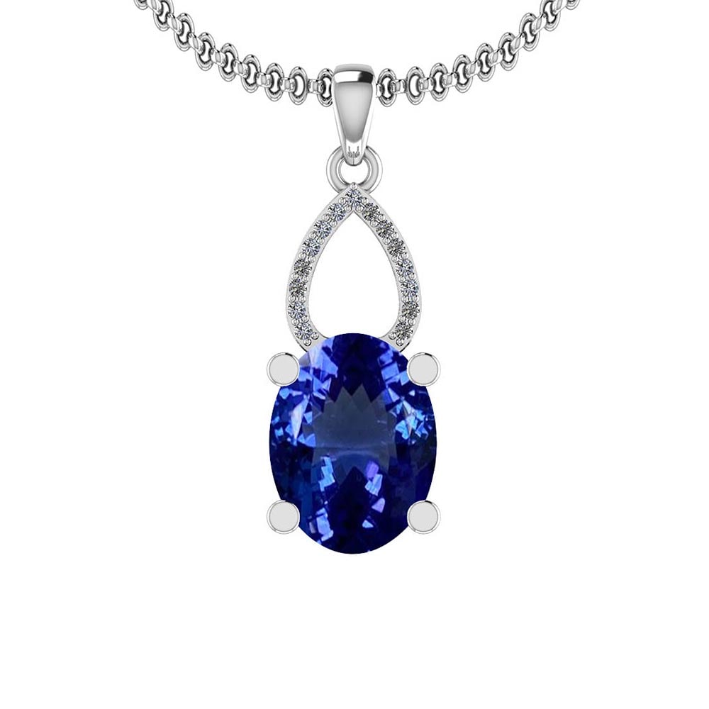 Certified 5.64 Ctw VS/SI1 Tanzanite and Diamond 14K White Gold Vintage Style Pendant: Certified 5.64 Ctw VS/SI1 Tanzanite and Diamond 14K White Gold Vintage Style Pendant -- Color Stone Approx Weight: 5.56 Ctw (1 pcs Oval) Center Stone Color: Tanzanite Center Stone Setting: Prong Side