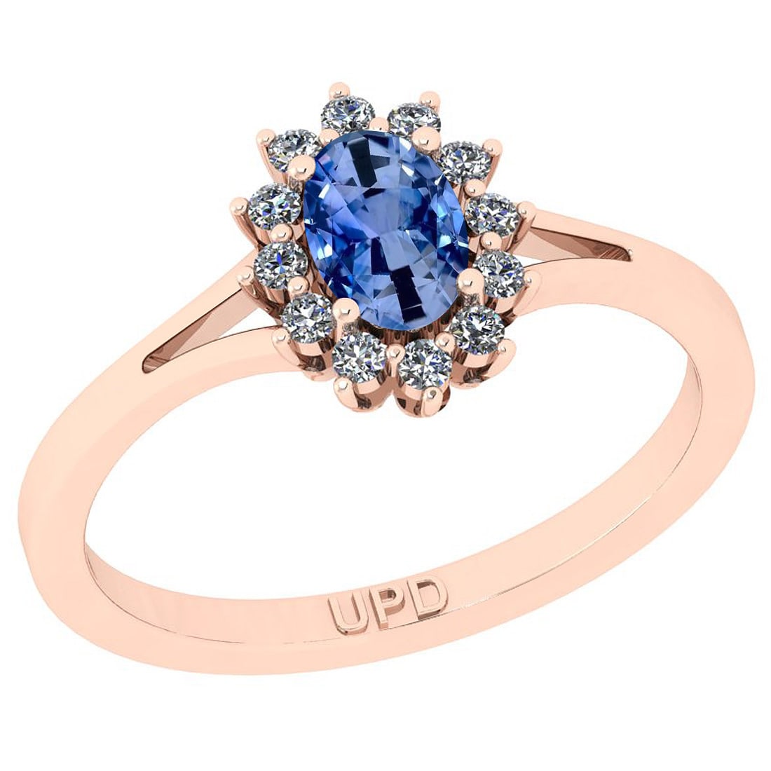 0.64 Ctw I2/I3 sapphire And Diamond 14K Rose Gold Promises Ring: 0.64 Ctw I2/I3 sapphire And Diamond 14K Rose Gold Promises Ring -- Center Stone Weight : 0.50 Ctw ( Oval Cut) Center Stone Color :- sapphire Stone Setting : Prong Side Stone Weight Of Ctw 0.14 Ctw Sid