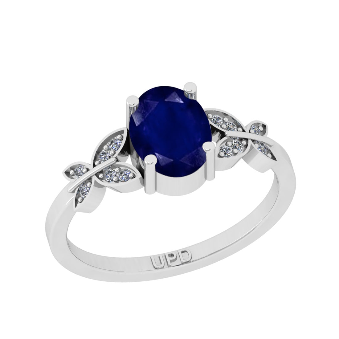 1.35 Ctw I2/I3 Blue Sapphire And Diamond 14K White Gold Engagement Ring: 1.35 Ctw I2/I3 Blue Sapphire And Diamond 14K White Gold Engagement Ring -- Center Stone Weight : 1.25 Ctw ( Oval Cut ) Center Stone Color :-Blue Sapphire Center Stone Setting : Prong Side Stone Weight