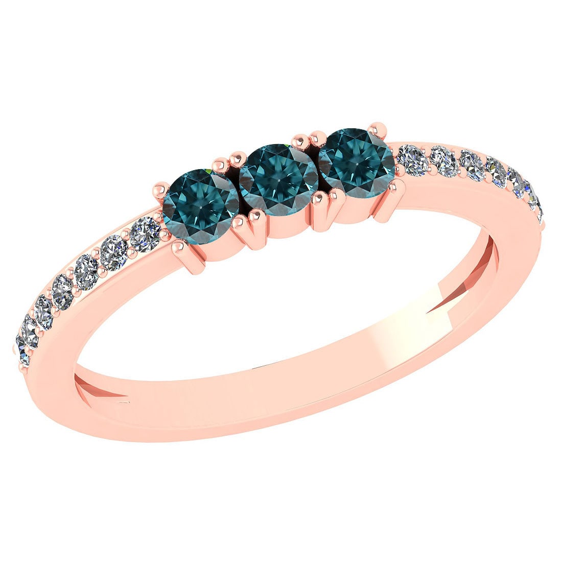 Certified 0.23 Ctw Treated Fancy Blue Diamond 14k Rose Halo Gold Ring: Certified 0.23 Ctw Treated Fancy Blue Diamond 14k Rose Halo Gold Ring -- Center Stone Weight ; 0.09 Ctw (3 Pcs Round) Center Stone Color: Treated Fancy Blue Diamond Stone Clarity: SI2/I1 Center Stone