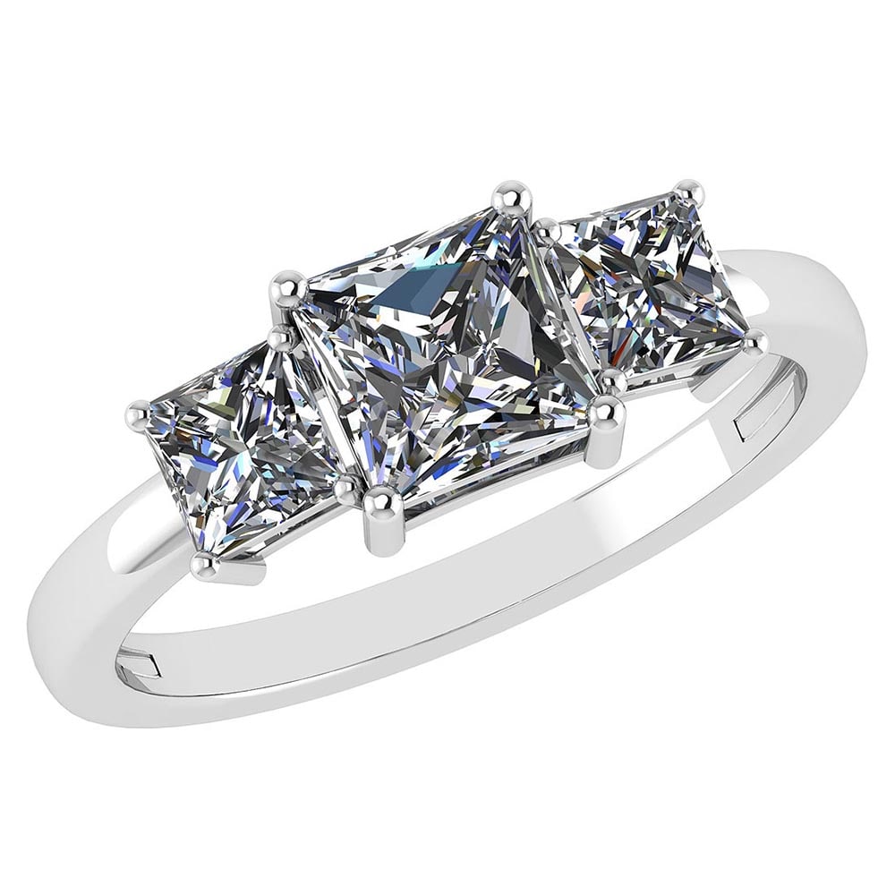 1.26 Ctw Princess Cut Diamond 14k White Gold Simple Ring: 1.26 Ctw Princess Cut Diamond 14k White Gold Simple Ring -- Center Stone Approx Weight: .80 Ctw (1 Pcs Princess) Center Stone Color: White G-H Diamond Stone Clarity: VS/SI1 Center Stone Setting ; Pron