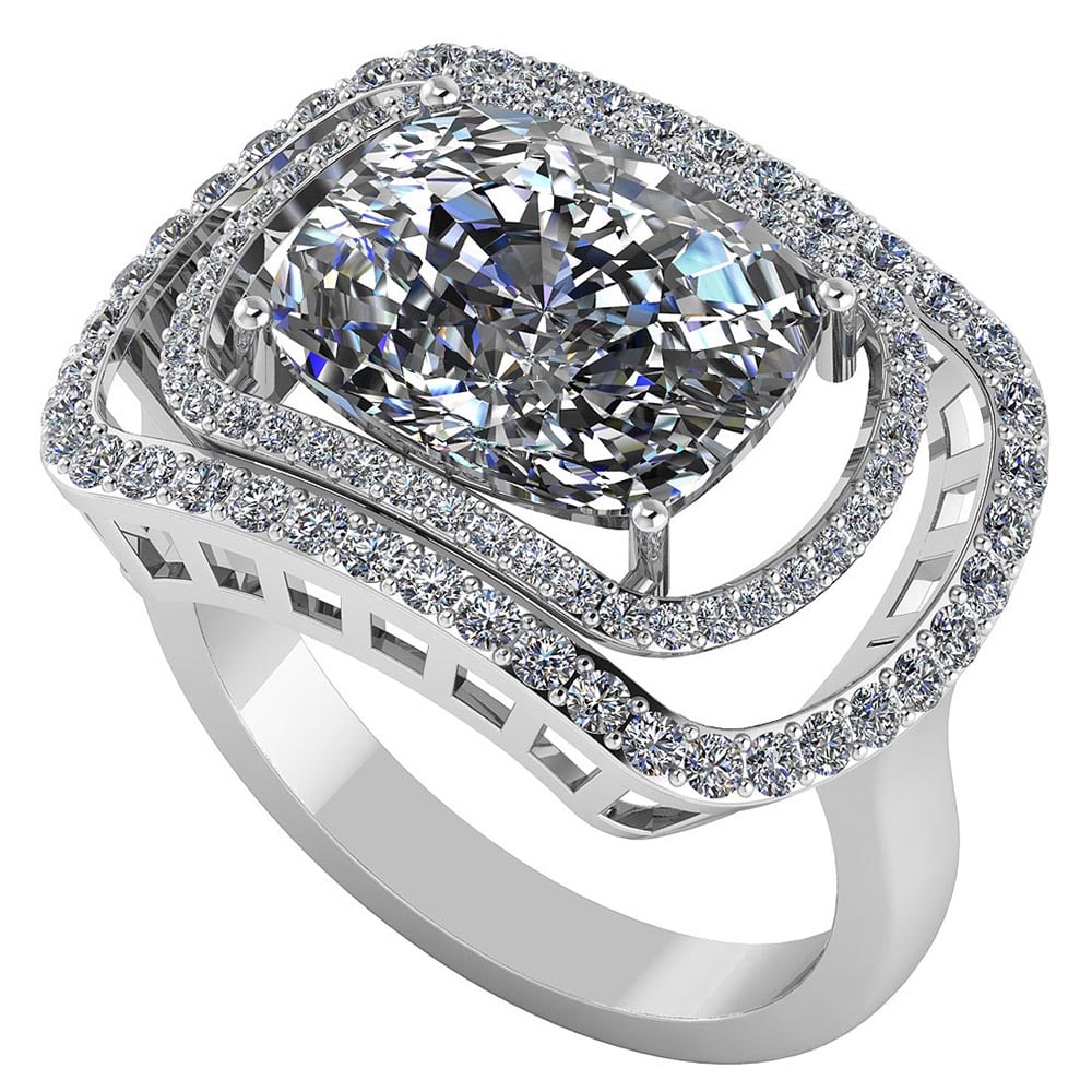 VS/SI1 Certified 2.10 CTW Round and Cut Diamond 14K White Gold Ring: VS/SI1 Certified 2.10 CTW Round and Cut Diamond 14K White Gold Ring -- Center Stone 1.50 CTW Cushion Diamond ( 1 Psc Cushion Cut LAB GROWN IGI VS/SI1 Certified DIAMOND)Center Stone Clarity:VS/SI1 Cent