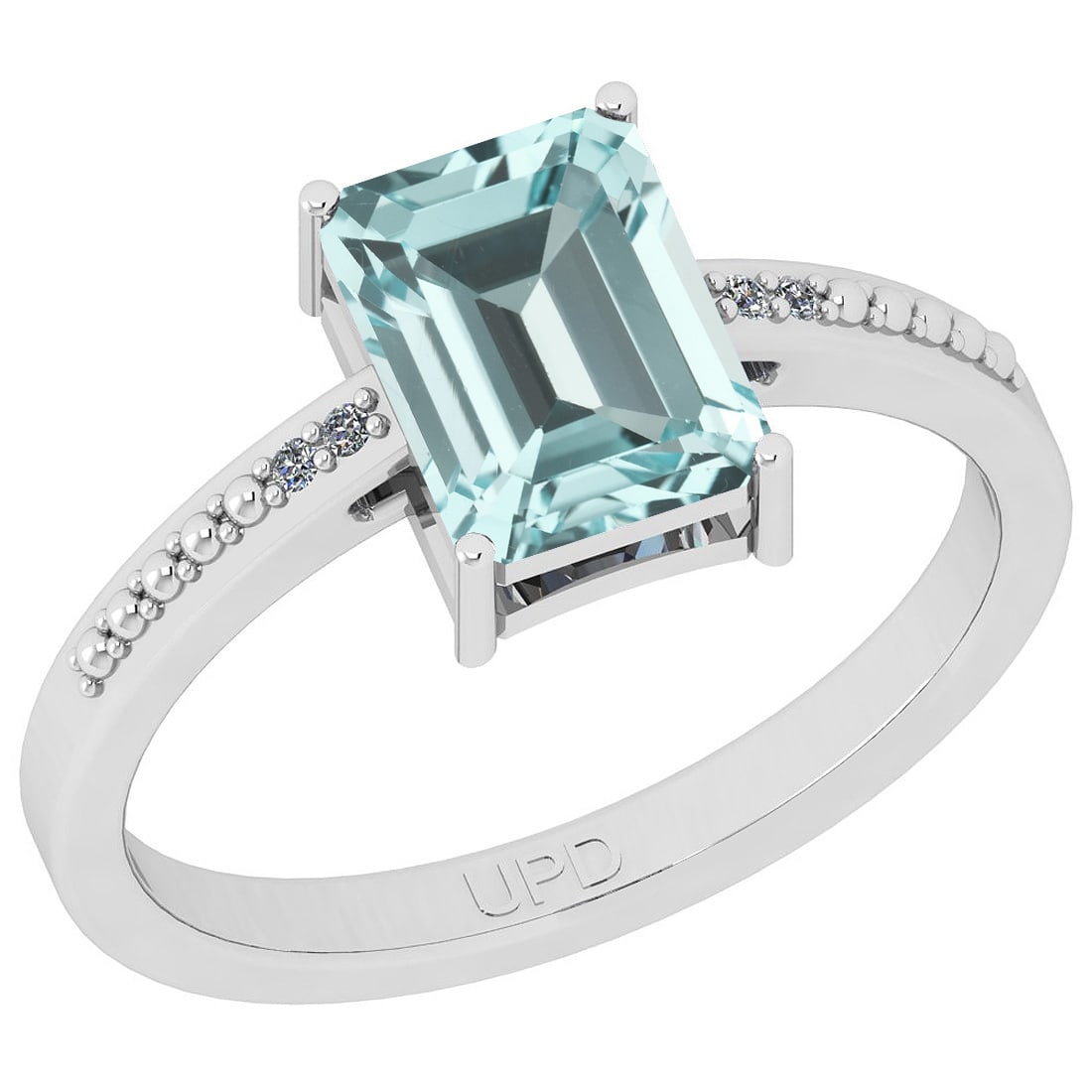 2.54 Ctw SI2/I1 Aquamarine And Diamond 14K White Gold Ring: 2.54 Ctw SI2/I1 Aquamarine And Diamond 14K White Gold Ring -- Center Stone Weight : 2.52 Ctw (Emerlad Octo) Center Stone Color :-Aquamarine Center Stone Setting : Prong Side Stone Weight Of Ctw 0.02 C