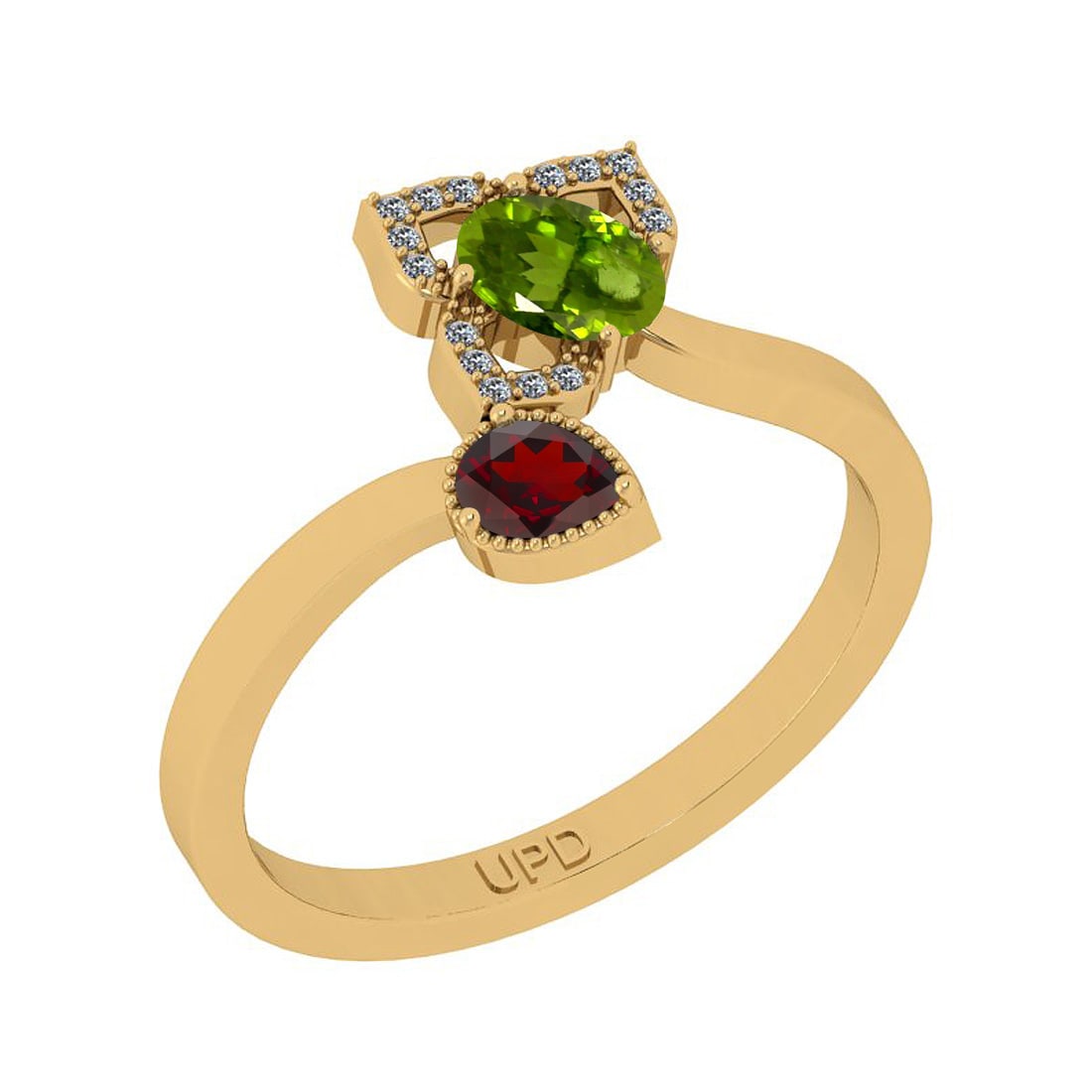 0.54 Ctw I2/I3 Multi Stone And Diamond 10K Yellow Gold Ring: 0.54 Ctw I2/I3 Multi Stone And Diamond 10K Yellow Gold Ring -- Multi Stone Weight : 0.50 Ctw ( Pear& Oval Cut) Multi Stone Color :-,Garnet,Peridot Multi Stone Setting : Prong Side Stone Weight Of Ctw 