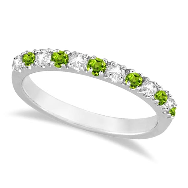 Diamond and Peridot Ring Guard Anniversary Ring 14k White Gold 0.32ctw: Diamond and Peridot Ring Guard Anniversary Ring 14k White Gold 0.32ctw -- CENTER STONE; Peridot CENTER STONE CLARITY; CENTER STONE COLOR; Green CENTER STONE SETTING; Prong SIDE STONE CLARITY; SI SIDE 