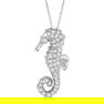 Diamond Seahorse Pendant Necklace 14k White Gold 0.29ctw