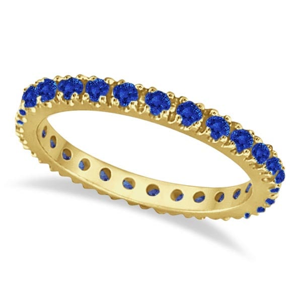 Blue Sapphire Eternity Band Anniversary Ring 14K Yellow Gold 1.00 ctw: Blue Sapphire Eternity Band Anniversary Ring 14K Yellow Gold 1.00 ctw -- CENTER STONE; Sapphire CENTER STONE CLARITY; CENTER STONE COLOR; Blue CENTER STONE SETTING; Prong SIDE STONE CLARITY; SIDE STON