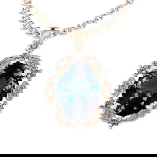 5.02 Ctw VS/SI1 Tanzanite And Diamond 14K Rose Gold Necklace: 5.02 Ctw VS/SI1 Tanzanite And Diamond 14K Rose Gold Necklace -- Center Stone Approx Weight: 4.80 Ctw (Oval Cut) Center Stone Color: Tanzanite Center Stone Setting: Prong Side Stone 0.22 Ctw Side