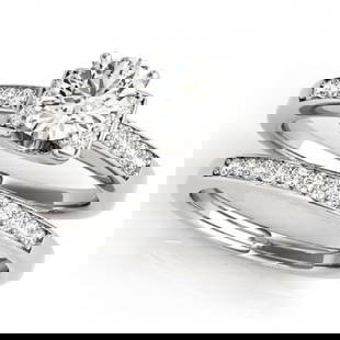 CERTIFIED 18KT WHITE GOLD 1.12 CTW J-K/VS-SI1 DIAMOND BRIDAL SET: CERTIFIED 18KT WHITE GOLD 1.12 CTW J-K/VS-SI1 DIAMOND BRIDAL SET -- CERTIFIED 18KT WHITE GOLD 1.12 CTW J-K/VS-SI1 DIAMOND BRIDAL SET (CENTER STONE DIAMOND .90 CTWW J-K/VS-SI1) please request ring