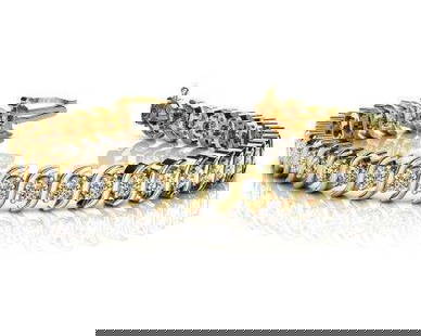 14K YELLOW GOLD 1 CTW G-H I1/I2 CLASSIC S SHAPED DIAMOND TENNIS BRACELET: 14K YELLOW GOLD 1 CTW G-H I1/I2 CLASSIC S SHAPED DIAMOND TENNIS BRACELET -- 14K YELLOW GOLD 1 CTW G-H I1/I2 CLASSIC S SHAPED DIAMOND TENNIS BRACELET #PAPPS23383v5