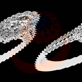 2.77 Ctw SI2/I1 Diamond 18K Rose Gold Engagement Halo Ring: 2.77 Ctw SI2/I1 Diamond 18K Rose Gold Engagement Halo Ring -- Center Diamond Weight :-: 2.00 Ctw ( Oval Cut) Color :- J-K Clarity : SI2/I1 Center Stone Setting : Prong Side Diamond Weight Of Ctw 0.77