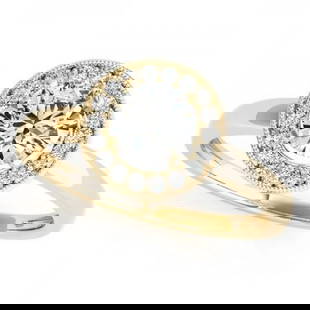 CERTIFIED 18K YELLOW GOLD 1.36 CTW J-K/VS-SI1 DIAMOND HALO ENGAGEMENT RING: CERTIFIED 18K YELLOW GOLD 1.36 CTW J-K/VS-SI1 DIAMOND HALO ENGAGEMENT RING -- CERTIFIED 18K YELLOW GOLD 1.36 CTW J-K/VS-SI1 DIAMOND HALO ENGAGEMENT RING (CENTER STONE DIAMOND 1.00 CTWW J-K/VS-SI1) ple
