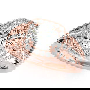 CERTIFIED 18K ROSE GOLD 1.17 CTW J-K/VS-SI1 DIAMOND HALO ENGAGEMENT RING: CERTIFIED 18K ROSE GOLD 1.17 CTW J-K/VS-SI1 DIAMOND HALO ENGAGEMENT RING -- CERTIFIED 18K ROSE GOLD 1.17 CTW J-K/VS-SI1 DIAMOND HALO ENGAGEMENT RING (CENTER STONE DAIMOND .90 CTW J-K/VS-SI1) please re