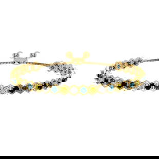 2.84 Ctw I2/I3 Multi Diamond14K Yellow Gold Slide Bracelet: 2.84 Ctw I2/I3 Multi Diamond14K Yellow Gold Slide Bracelet -- Center Diamond Weight : 2.84 Ctw (Round Cut) Center Diamond Color :- Treated Fancy Blue black yellow diamond Center Clarity : I2/I3 Stone
