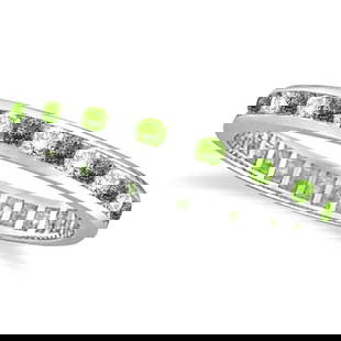 Peridot and Diamond Channel-Set Eternity Ring 14k White Gold 1.04ctw: Peridot and Diamond Channel-Set Eternity Ring 14k White Gold 1.04ctw -- CENTER STONE; Diamond CENTER STONE CLARITY; SI CENTER STONE COLOR; J-K CENTER STONE SETTING; Channel SIDE STONE CLARITY; SIDE