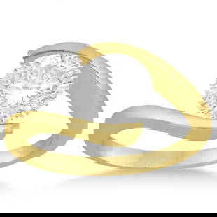 1.00 CTW DIAMOND Tension Set Swirl Solitaire Engagement Ring Setting 18k Yellow Gold: 1.00 CTW DIAMOND Tension Set Swirl Solitaire Engagement Ring Setting 18k Yellow Gold -- CENTER STONE; 1.00 CTW CENTER STONE CLARITY; SI1-SI2 CENTER STONE COLOR; J-K CENTER STONE SETTING; SIDE STONE