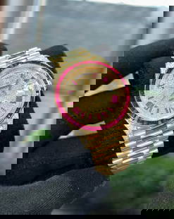 Custom Rolex DayDate 40mm 18k Yellow Gold w/ Ruby and Diamond (G-H, VS1-VS2) Comes with Box &: Custom Rolex DayDate 40mm 18k Yellow Gold w/ Ruby and Diamond (G-H, VS1-VS2) Comes with Box & Appraisal -- Custom Rolex DayDate 40mm 18k Yellow Gold w/ Ruby and Diamond (G-H, VS1-VS2) Comes with Box &