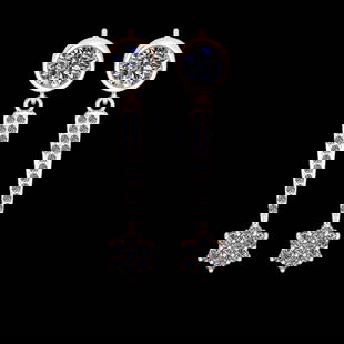 2.99 Ctw SI2/I1 Diamond 18K Rose Gold Dangling Earrings: 2.99 Ctw SI2/I1 Diamond 18K Rose Gold Dangling Earrings -- Center Diamond Weight : 2.20 Ctw ( Round Cut) Center Diamond Color :-G-H Setting : Prong Side Weight Of Ctw 0.79 Ctw Color : G-H Clarity :