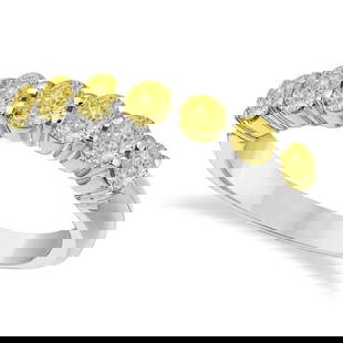 Seven-Stone Fancy Yellow Diamond Ring Band 14k White Gold 1.00ctw: Seven-Stone Fancy Yellow Diamond Ring Band 14k White Gold 1.00ctw -- CENTER STONE; Diamond CENTER STONE CLARITY; SI CENTER STONE COLOR; Yellow CENTER STONE SETTING; Prong SIDE STONE CLARITY; SIDE