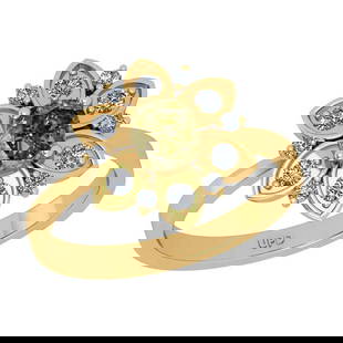 1.20 Ct GIA Certified Fancy Brown Yellow And White Diamond 14K Yellow Gold Engagement Ring: 1.20 Ct GIA Certified Fancy Brown Yellow And White Diamond 14K Yellow Gold Engagement Ring -- Center Diamond Weight : 0.91 Ctw ( 1psc Cushion Cut) GIA Certified Center Stone Color : Fancy Brown Yellow