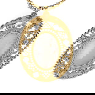 8.14 Ctw SI2/I1 Opal And Diamond 14K Yellow Gold Pendant Necklace: 8.14 Ctw SI2/I1 Opal And Diamond 14K Yellow Gold Pendant Necklace -- Center Stone Weight : 6.89 Ctw ( Oval Cab ) Center Stone Color : Opal Stone Setting : Prong Side Diamond Weight Of Ctw 1.25 Ctw Sid