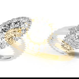 CERTIFIED 18K YELLOW GOLD 1.45 CTW J-K/VS-SI1 DIAMOND HALO ENGAGEMENT RING: CERTIFIED 18K YELLOW GOLD 1.45 CTW J-K/VS-SI1 DIAMOND HALO ENGAGEMENT RING -- CERTIFIED 18K YELLOW GOLD 1.45 CTW J-K/VS-SI1 DIAMOND HALO ENGAGEMENT RING (CENTER STONE DIAMOND 1.00 CTWW J-K/VS-SI1) ple