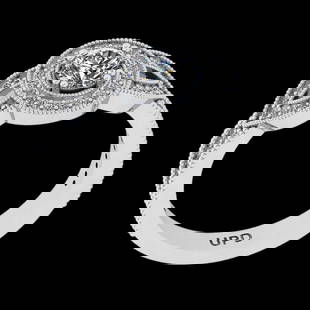 0.71 Ctw VS/SI1 Diamond 14K White Gold Engagement Halo Ring: 0.71 Ctw VS/SI1 Diamond 14K White Gold Engagement Halo Ring -- Center Diamond Weight : 0.45 Ctw ( Round Cut) Center Color :-J-K Center Stone Clarity :- VS/SI1 Center Stone Setting : Prong Side Stone