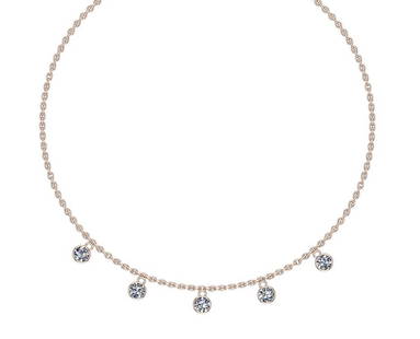 0.75 Ctw SI2/I1 Diamond 14K Rose Gold Station Necklace: 0.75 Ctw SI2/I1 Diamond 14K Rose Gold Station Necklace -- Center Diamond Weight : 0.75 Ctw (Round Cut) Center Diamond Color :- J-K Center Clarity : SI2/I1 Stone Setting : Metal Weight : Approx 3.50