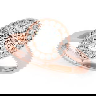 CERTIFIED 18K ROSE GOLD 1.36 CTW J-K/VS-SI1 DIAMOND HALO ENGAGEMENT RING: CERTIFIED 18K ROSE GOLD 1.36 CTW J-K/VS-SI1 DIAMOND HALO ENGAGEMENT RING -- CERTIFIED 18K ROSE GOLD 1.36 CTW J-K/VS-SI1 DIAMOND HALO ENGAGEMENT RING (CENTER STONE DAIMOND 1.25 CTW J-K/VS-SI1) please r