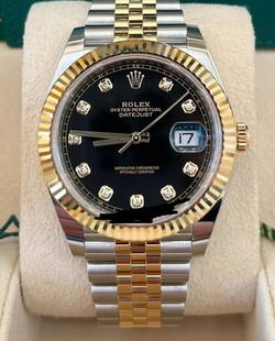 New Two-Tone Rolex Oysterperpetual Datejust 41mm Factory Diamond Black Dial Rolex comes with Box &: New Two-Tone Rolex Oysterperpetual Datejust 41mm Factory Diamond Black Dial Rolex comes with Box & Papers -- New Two-Tone Rolex Oysterperpetual Datejust 41mm Factory Diamond Black Dial Rolex comes wit