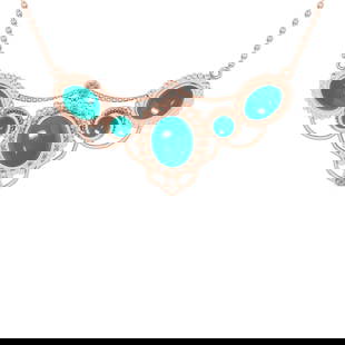 12.71 Ctw VS/SI1Emerald and Diamond 14K Rose Gold Pendant Necklace: 12.71 Ctw VS/SI1Emerald and Diamond 14K Rose Gold Pendant Necklace -- Color Stone Weight : 12.55 Ctw (Round & Oval Cab) Stone Color :- Emerald Center Stone Setting : Prong Side Weight Of Ctw 0.16 Ctw