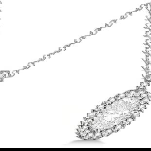 Diamond Halo Pendant Necklace Round Solitaire 14k White Gold 2.00ctw: Diamond Halo Pendant Necklace Round Solitaire 14k White Gold 2.00ctw -- CENTER STONE1.50 Ctw ; Diamond CENTER STONE CLARITY; SI1-SI2 CENTER STONE COLOR; J-K CENTER STONE SETTING; Prong SIDE STONE CLAR
