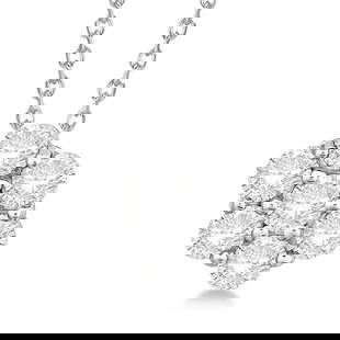 Cluster Diamond Flower Pendant Necklace 14K White Gold 1.50ctw: Cluster Diamond Flower Pendant Necklace 14K White Gold 1.50ctw -- CENTER STONE; Diamond CENTER STONE CLARITY; SI1-SI2 CENTER STONE COLOR; White CENTER STONE SETTING; Prong SIDE STONE CLARITY; SIDE